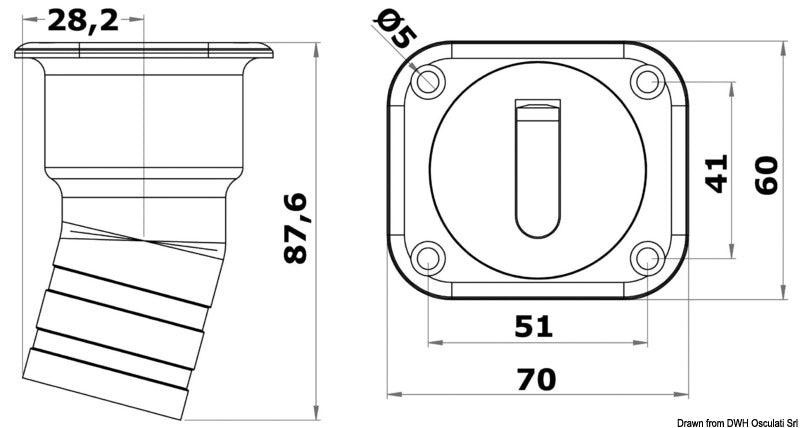 Tappo Square Water 38 mm corto