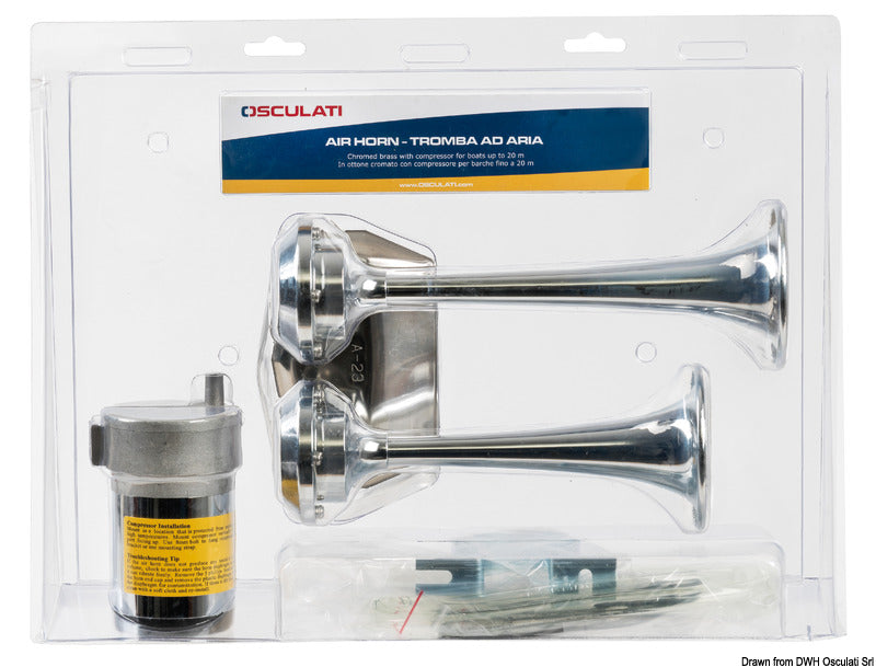 Tromba cromata 2 corni 12 V