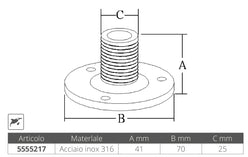 BASE ANTENNA INOX 316 FISSA