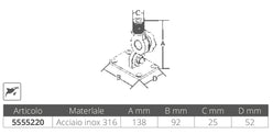 BASE ANTENNA INOX 316 DOPPIO SNODO