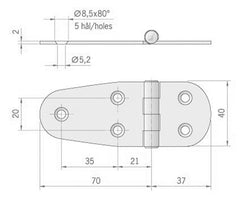 CERNIERA INOX MM.107X39 ROVESCIATA