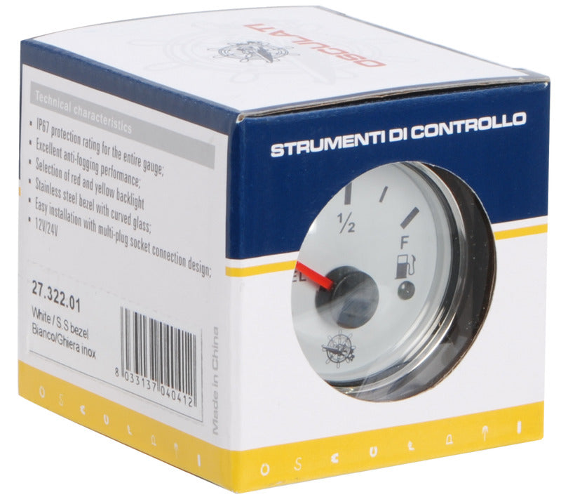 Indicatore carburante 10-180/240-33 ohm bianco/luc