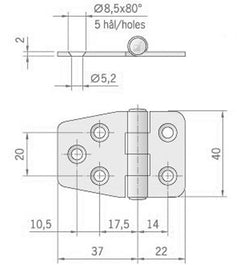 CERNIERA INOX MM.59X40