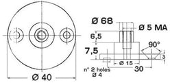 Basetta con perno Ø 6 mm