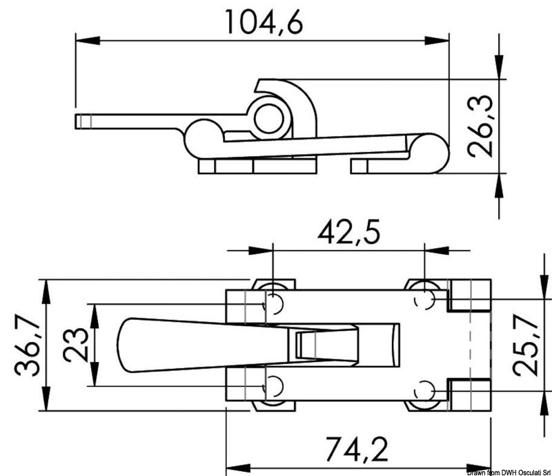 Chiusura a leva inox 104,6x36,7 mm