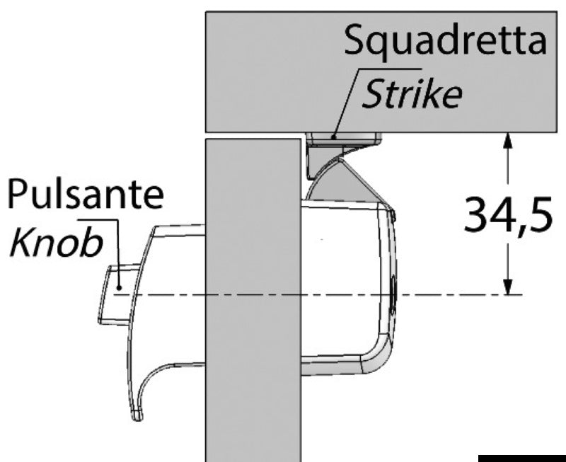 Pulsante in ottone completo di serratura