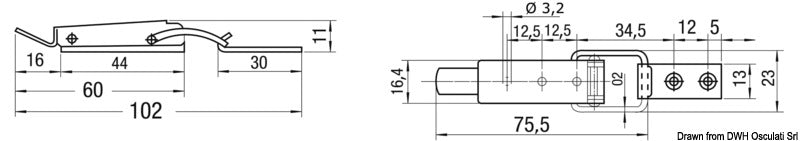 Chiusura inox a leva 102 mm