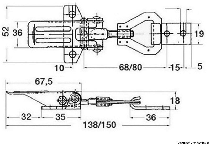 Chiusura a leva inox 250kg