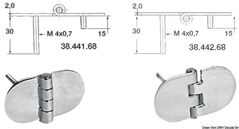 Cerniera inox 68,5x38,5 mm
