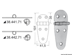 Cerniera inox 101x41,5 mm