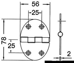 Cerniera 56x78mm 2mm viti