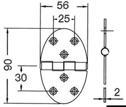 Cerniera 56x90mm 2mm viti