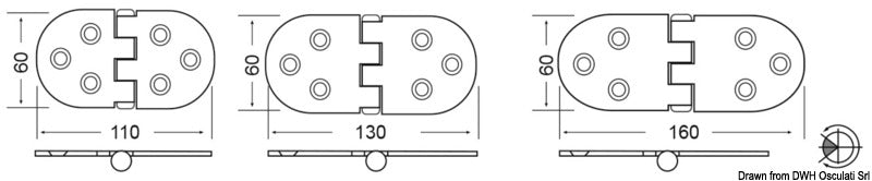 Cerniera inox 130x60 mm