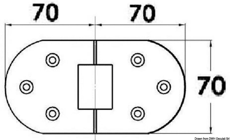 Cerniera inox con fori 137x70
