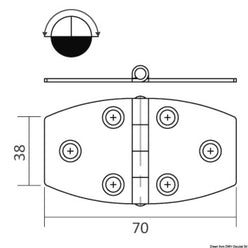 Cerniera inox 70x38 mm