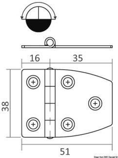 Cerniera inox 51x27 mm