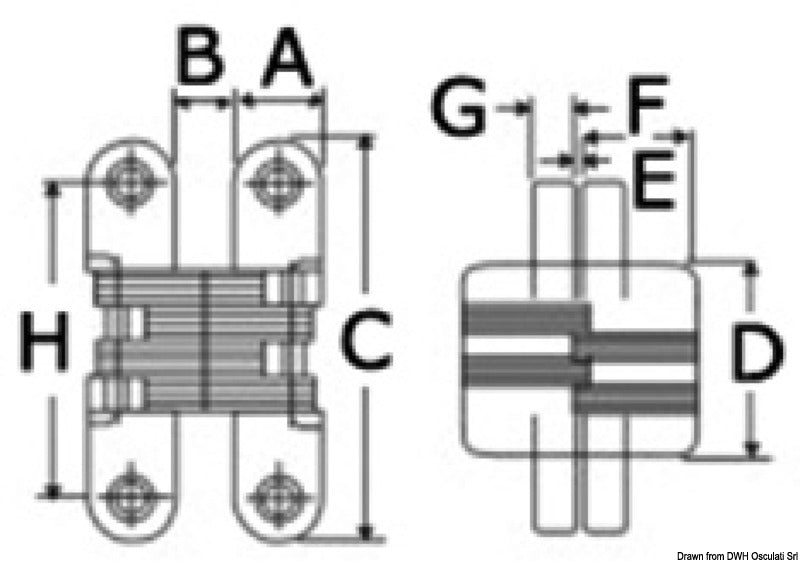 Cerniera a scomparsa mm 44,5 (Conf. da 2 pz)