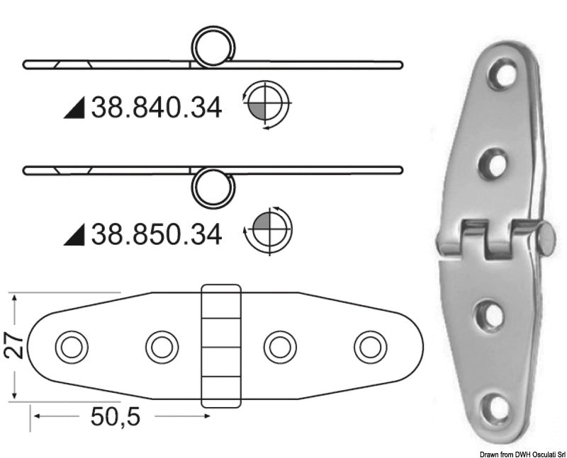 Cerniera inox rovesciata