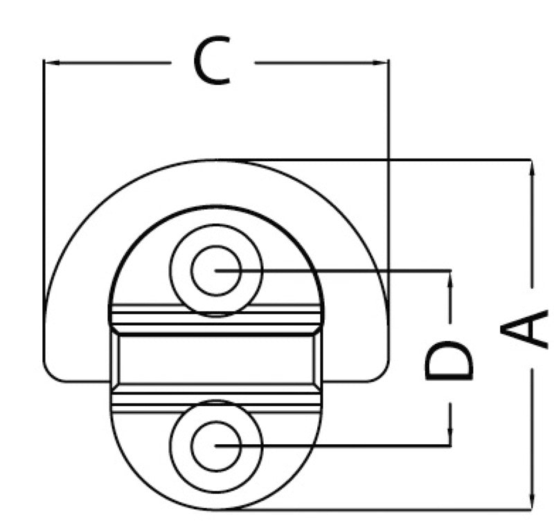 Pad eye 45x45 mm anello 6 mm (2 fori) carico di rottura 1800 kg