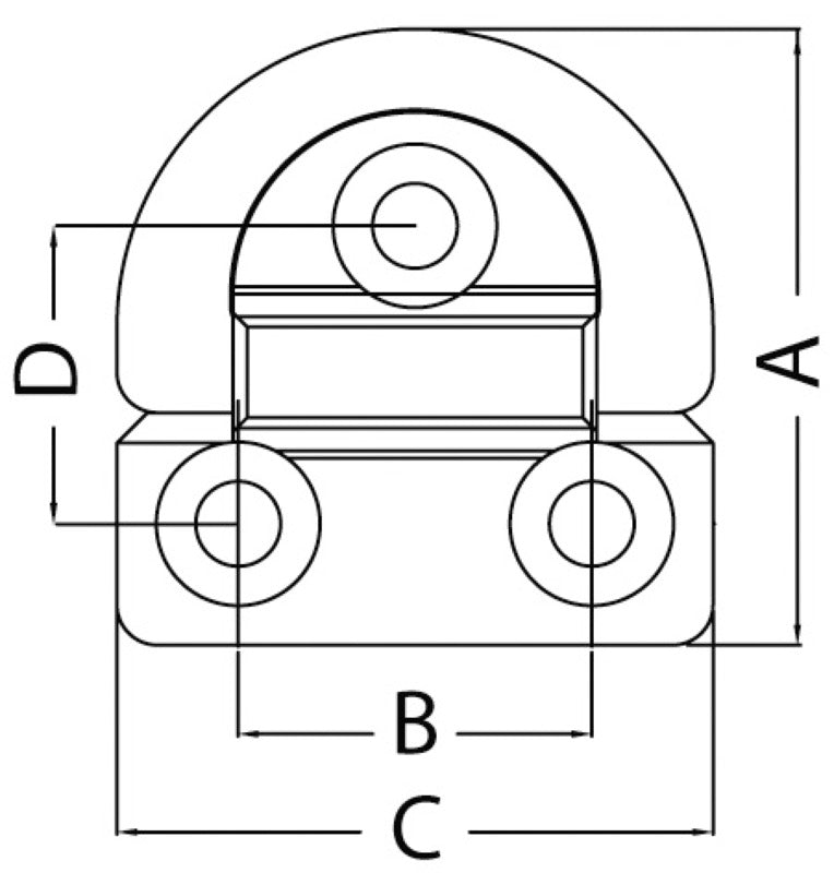 Pad eye 75x77 mm anello 10 mm carico di rottura 7000 kg