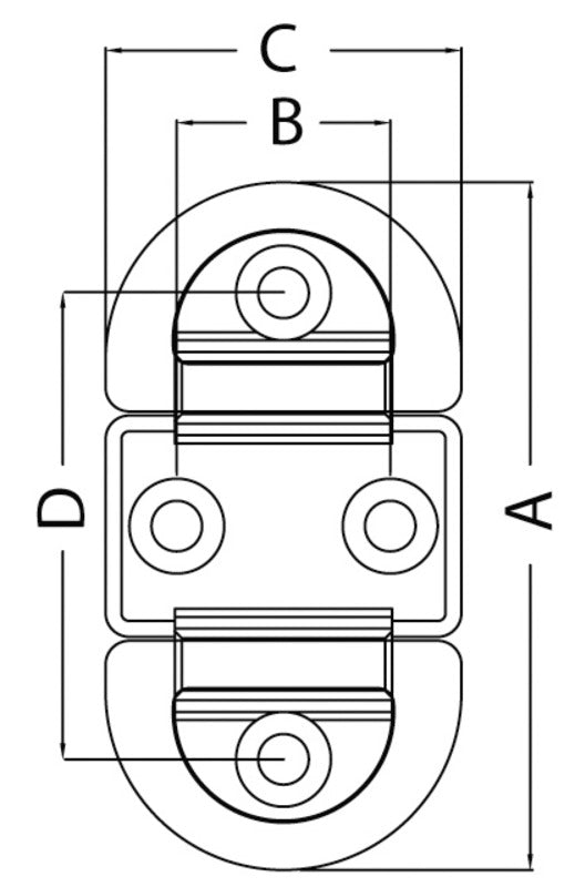 Pad eye 75x126 mm doppio anello 10 mm BL 12000 kg