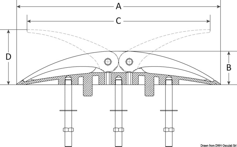 Bitta abbattibile Wing 280x44 mm