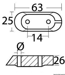 Anodo magnesio cavalletto Yamaha 4/70 HP