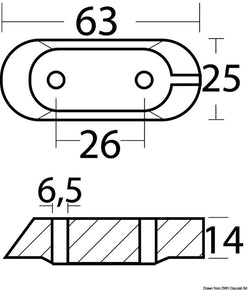 Anodo zinco cavalletto Yamaha 4/70 HP