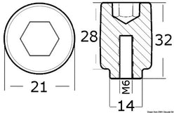 Anodo a cilindretto Yamaha/Mariner