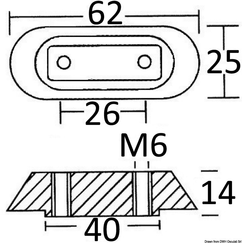 Anodo magnesio piatrina Honda mm 63x25
