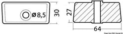 Anodo cubo per piede in alluminio