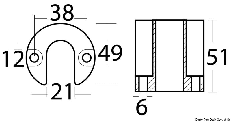Anodo alluminio piede Bravo/Blackhawk