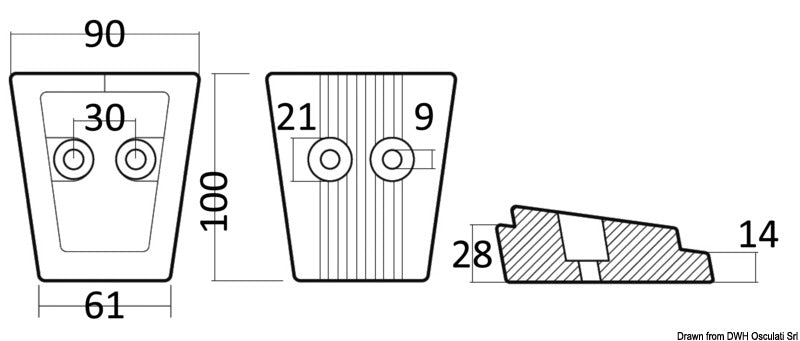 Anodo piede Volvo mm 63x91