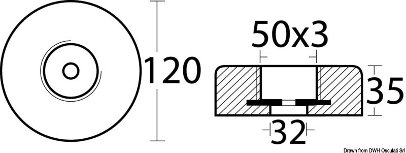 Anodo a scomparsa Ø mm 120 in magnesio