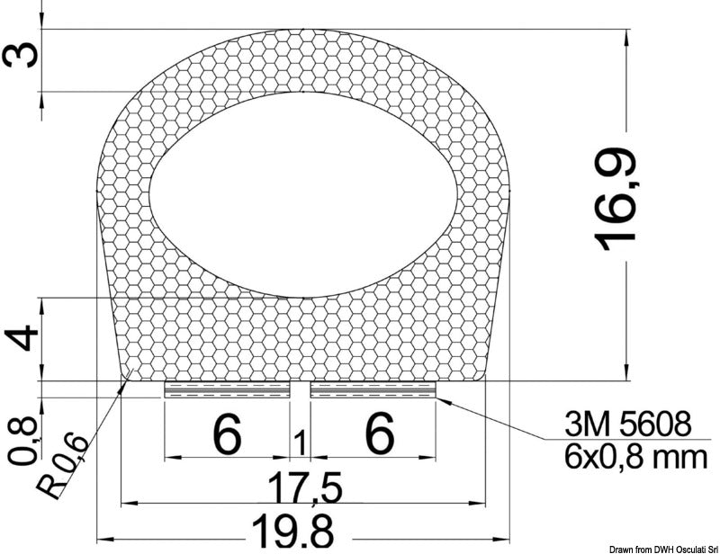 Profilo autoadesivo TPV bianco 17,5 x 16,9 mm