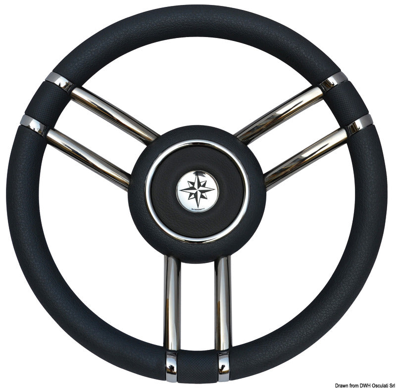 Volante Apollo inox+poliuretano Ø 350 mm nero