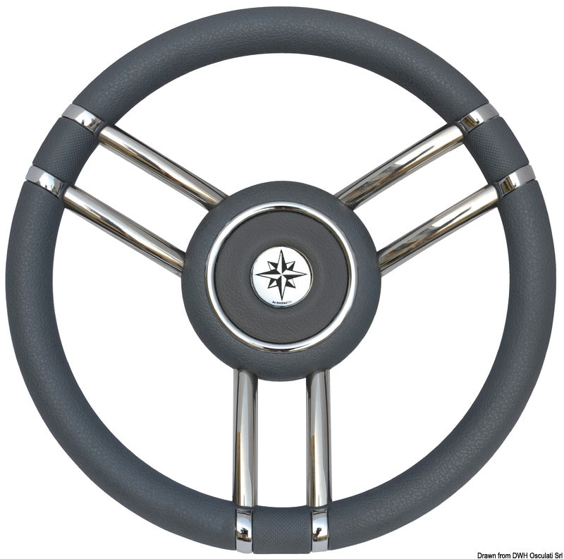 Volante Apollo inox+poliuretano Ø 350 mm grigio