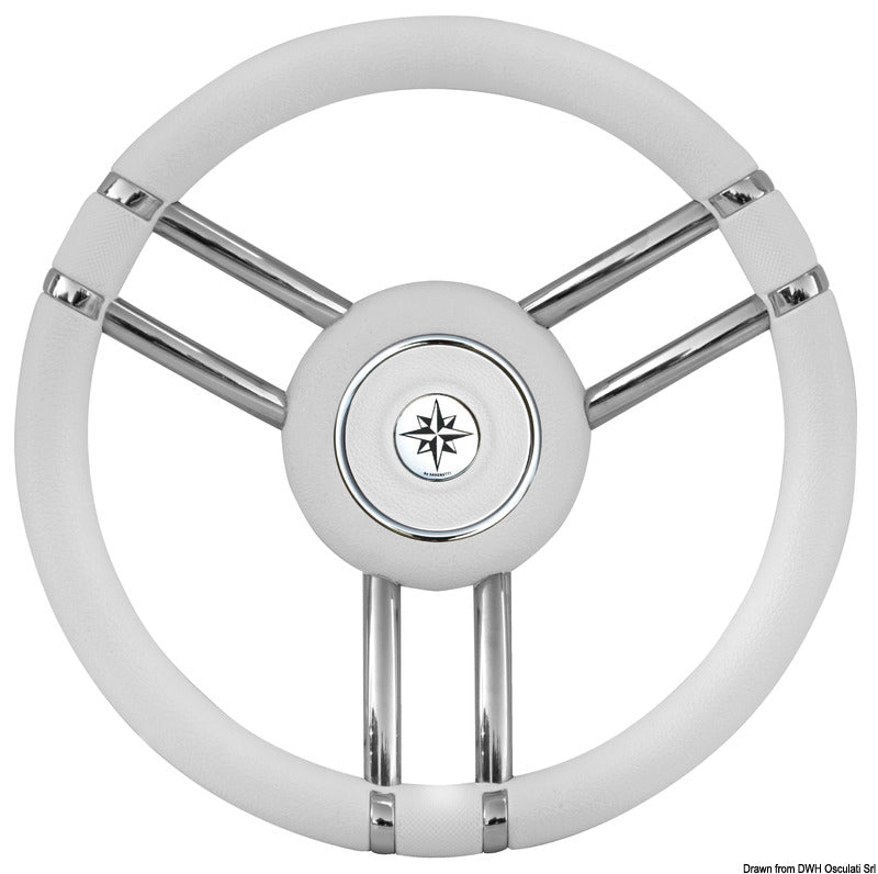 Volante Apollo inox+poliuretano Ø 350 mm bianco