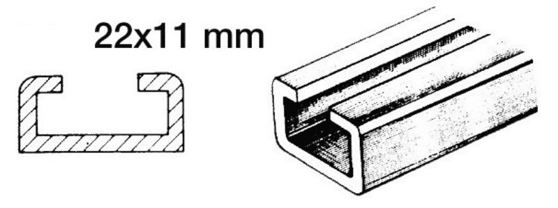 Rotaia per scorrevoli 1 m 22x11mm