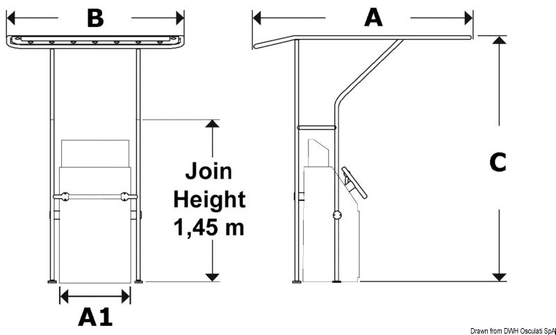 T-Top in lega leggera 1700x1400x2050 mm