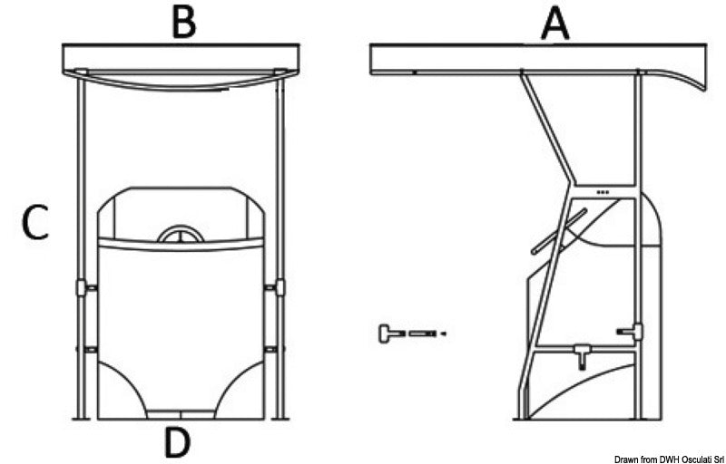 T-Top in acciaio inox con 4 portacanne
