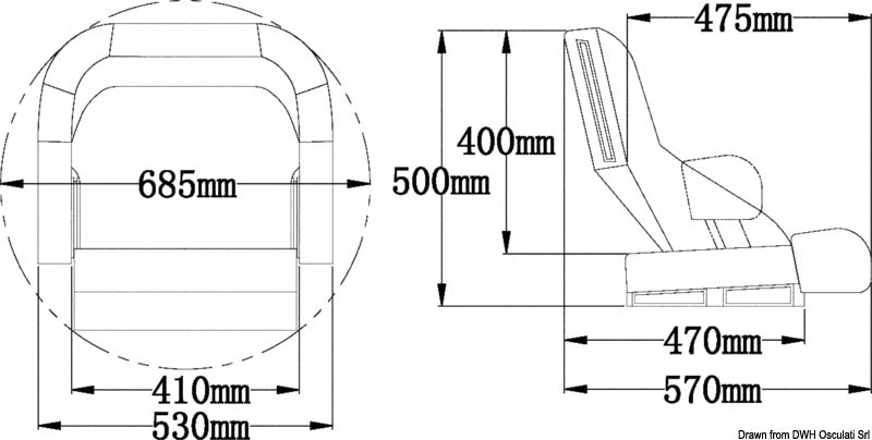 Sedile anatomico imbottito con Flip Up da rivest
