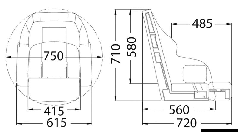 Sedile anatomico imbottito con Flip UP RS56 bianco
