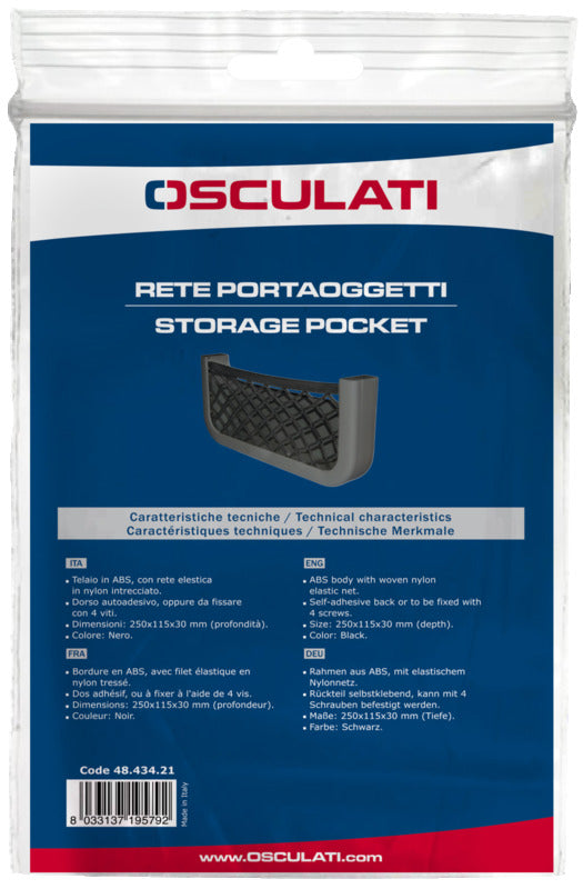 Rete portaoggetti nera 250x115x10 mm