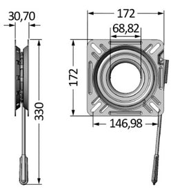 Base girevole inox frizionata con blocco