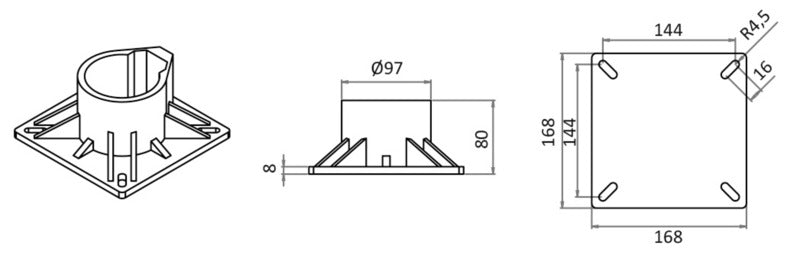 Supporto light 45-62 cm base sabbiata