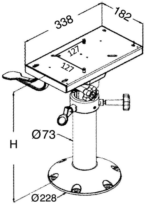 base e colonna + supporto sedile h. 340/470