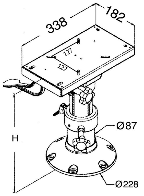 Supporto sedile girevole 457 mm con slitta