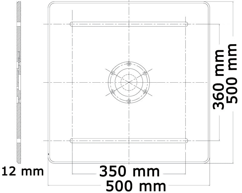 Gamba tavolo base 500 x 500 mm