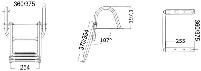 Scaletta 4 gradini bianchi con corrimano